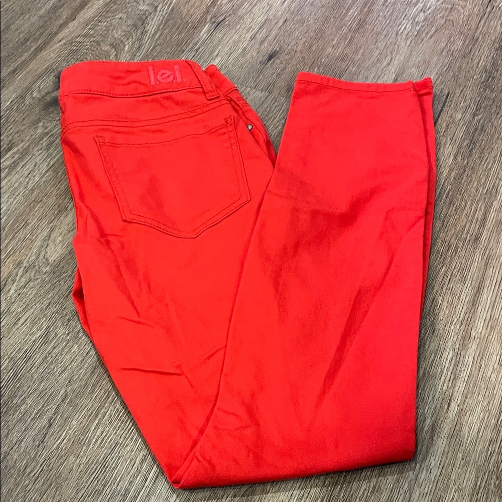 LEI Women's Vibrant Red Skinny Jeans